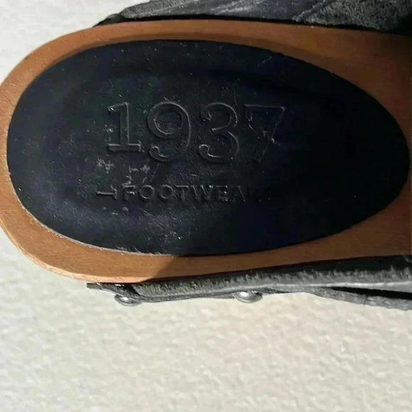 MADEWELL 1937 FOOTWEAR Classic Leather Heel Wood Fringe Studded Clogs Size 7 - Picture 7 of 10